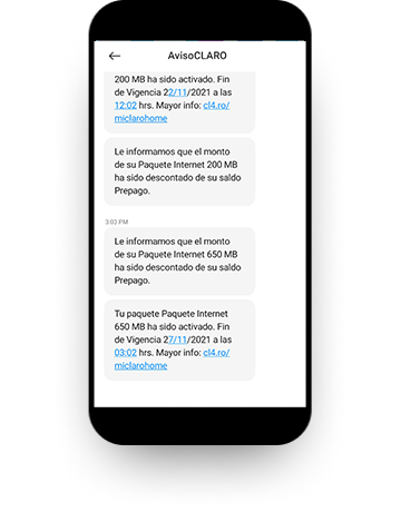 Tu paquete de datos ha sido activado Tu paquete de datos ha sido activado